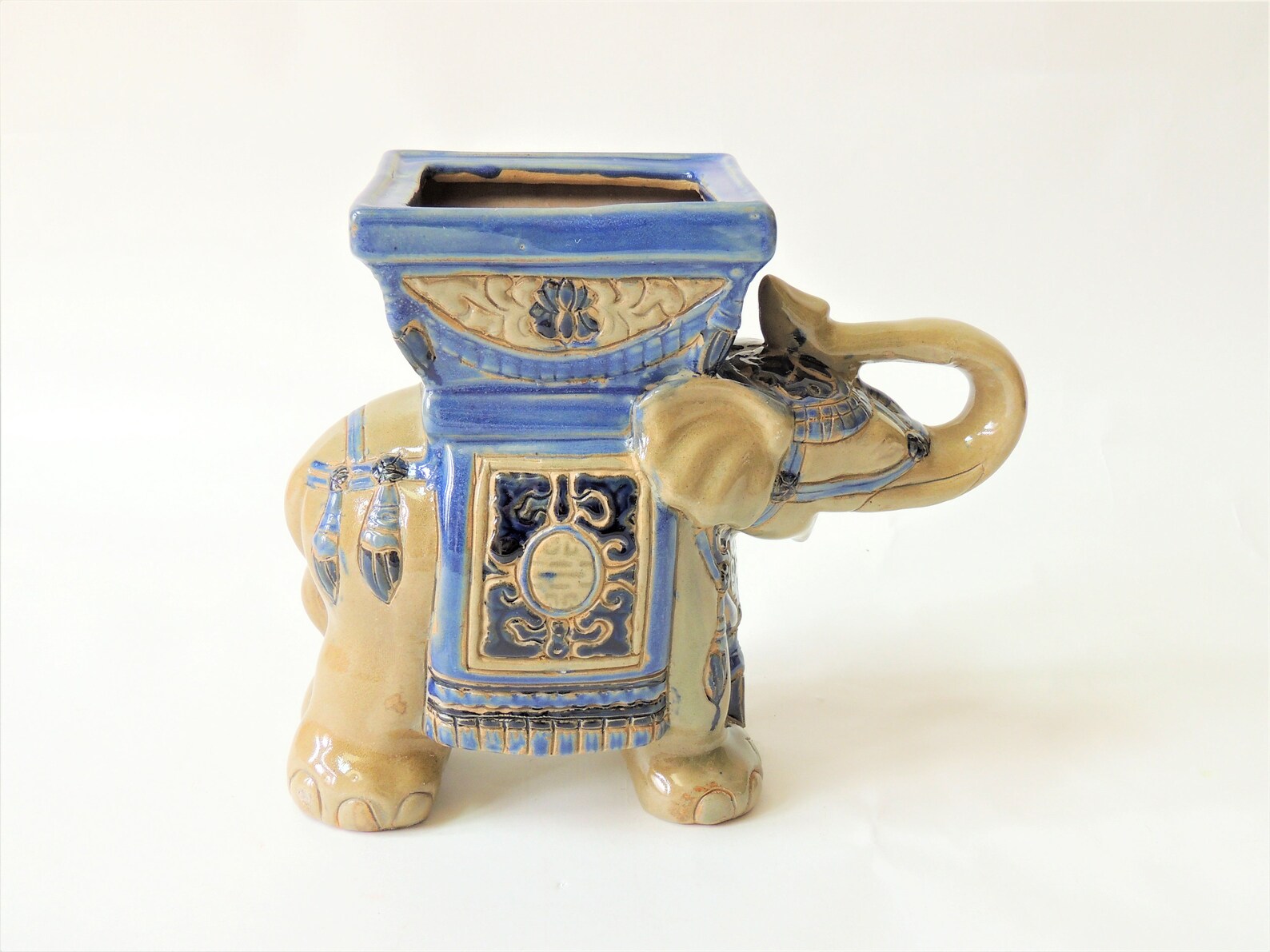 Vintage Elephant Planter ceramic elephant statue trunk up Etsy