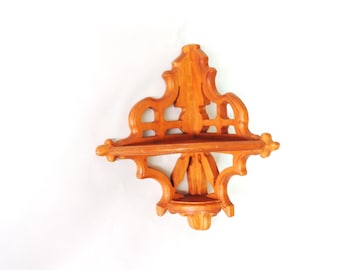 Vintage Ornate Corner Wall Shelf, solid wood