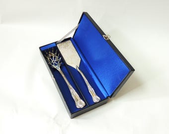 Vintage verzilverde pastaserveerset, set van 2, Hong Kong, inclusief opbergdoos