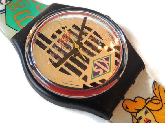 Vintage Swatch Watch Big Enuff GB151 Circus Theme Fair Theme
