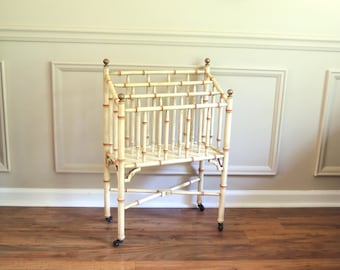 Vintage Canterbury Tall Magazine Rack, faux bamboo, Chinoiserie, floor standing