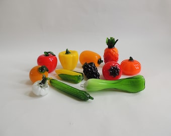 Vintage Blown Glass Fruit Vegetable, Art Glass Decor, Sold Separately