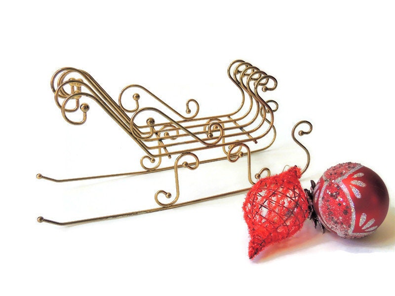 Large Brass Sleigh Vintage Christmas Decor Santa Sled Etsy