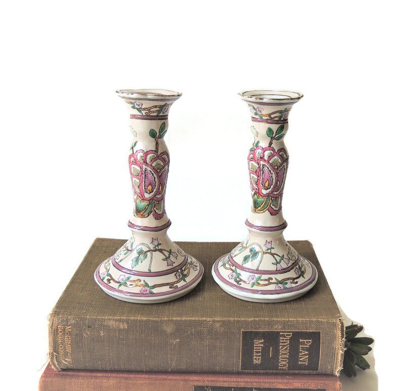 Vintage Chinese Candlesticks taper candle holders 80s decor Etsy