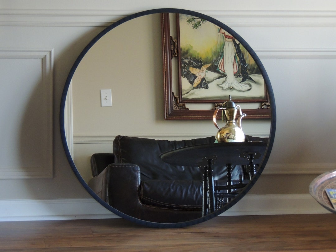 Large Round Black Wall Mirror, Vintage Z Gallerie, Modern Style - Etsy