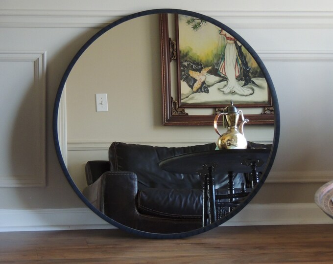 Large Round Black Wall Mirror, Vintage Z Gallerie, Modern Style - Etsy