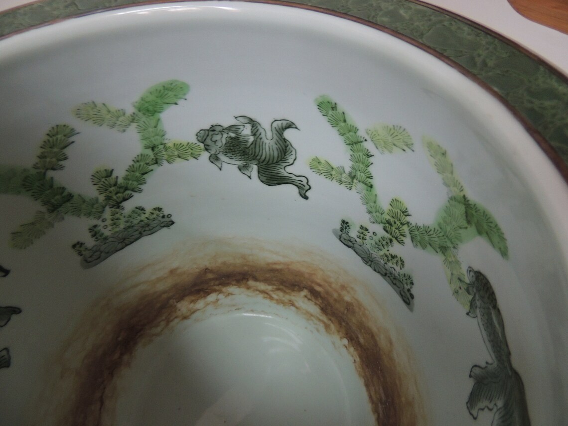 Vintage Chinese Fish Bowl Planter Andrea by Sadek heavy | Etsy