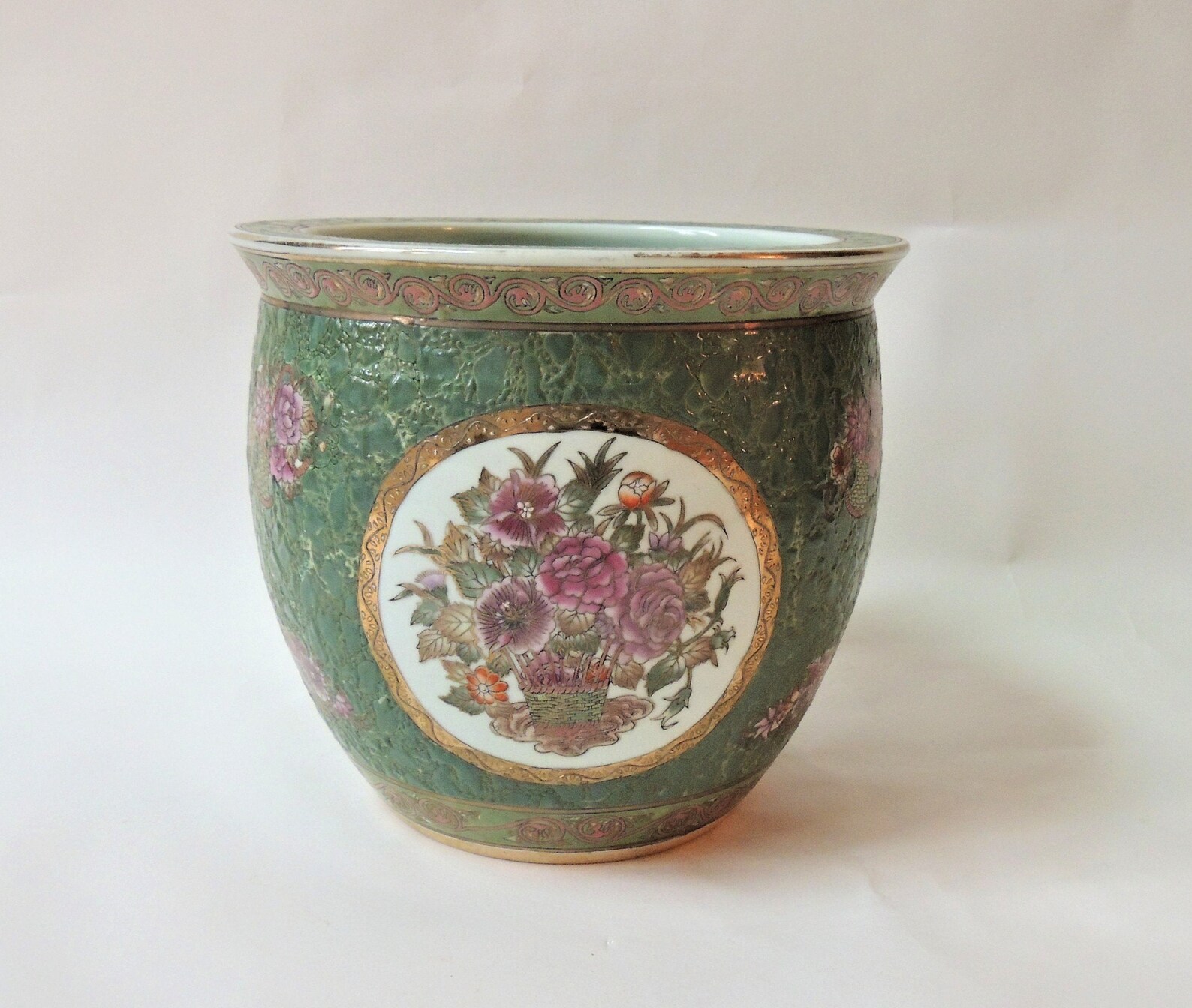 Vintage Chinese Fish Bowl Planter Andrea by Sadek heavy | Etsy