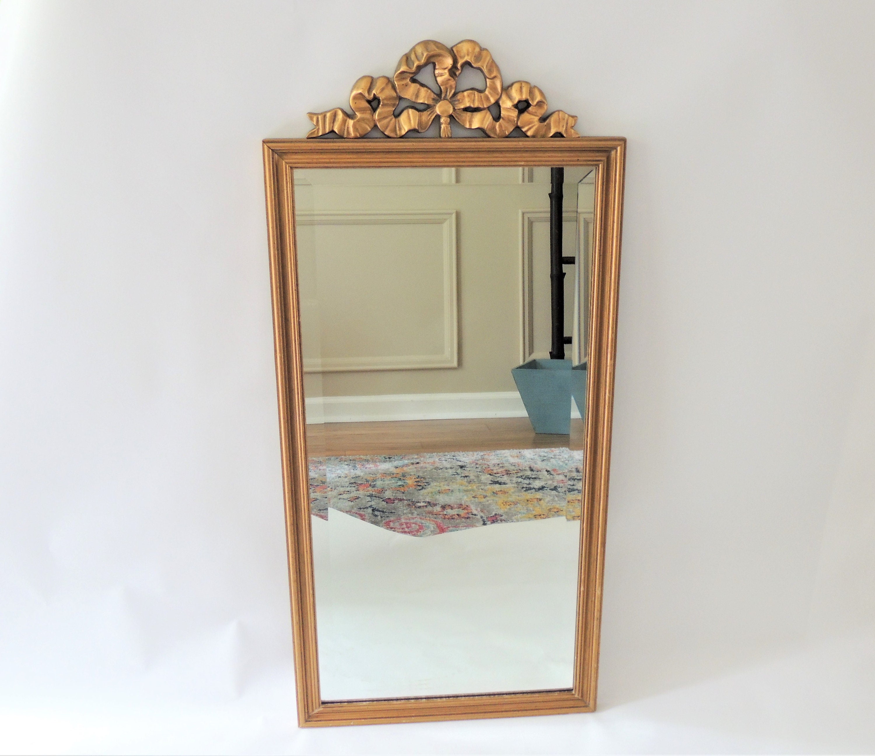 Large Ornate Rectangle Vintage Mirror Antiqued Gold Finish Etsy