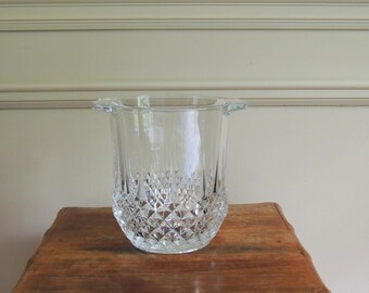 Cristal D'Arques Durand Longchamp Champagne Bucket, vintage French crystal, diamond cut hobnail