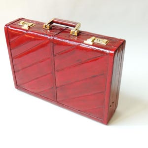 Porte-documents en cuir vintage, attache en peau d'anguille, cadenas à combinaison, porte-ordinateur portable, bordeaux