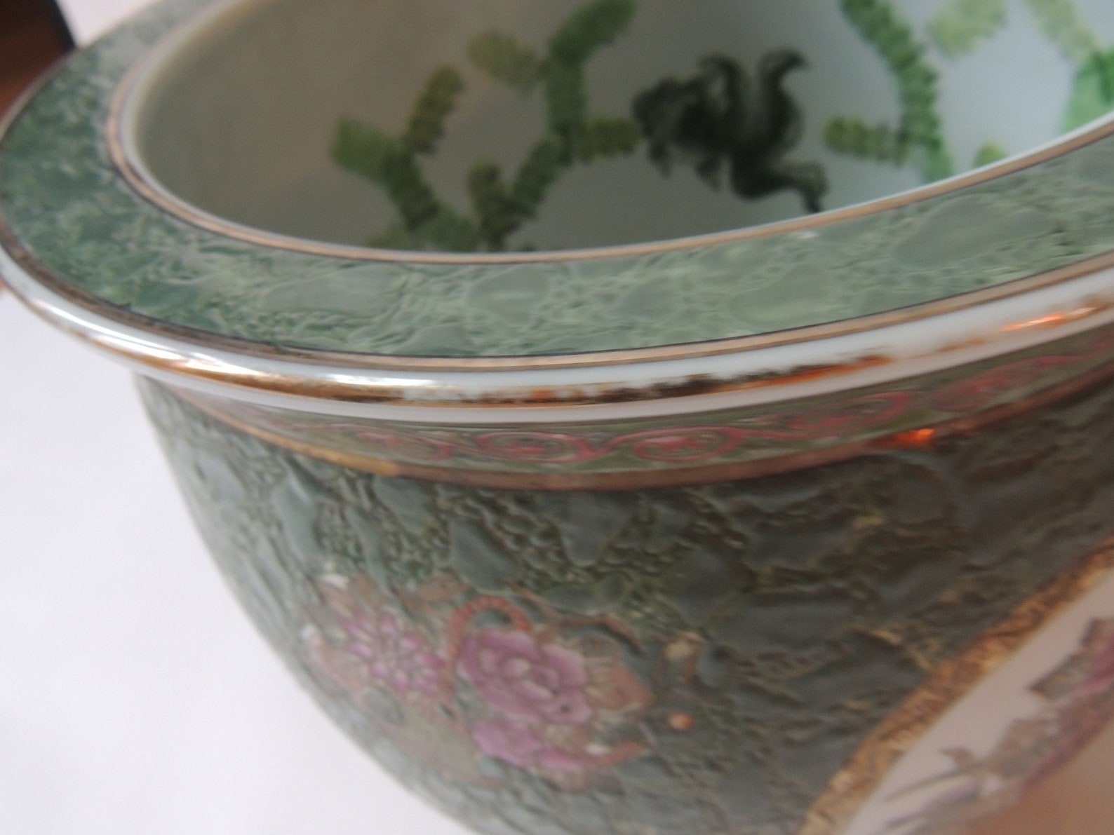 Vintage Chinese Fish Bowl Planter Andrea by Sadek heavy | Etsy