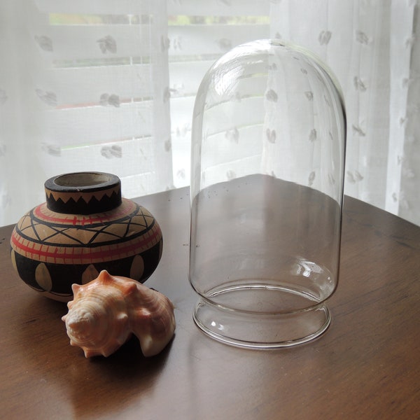 Small Glass Cloche, vintage clear glass dome, bell jar