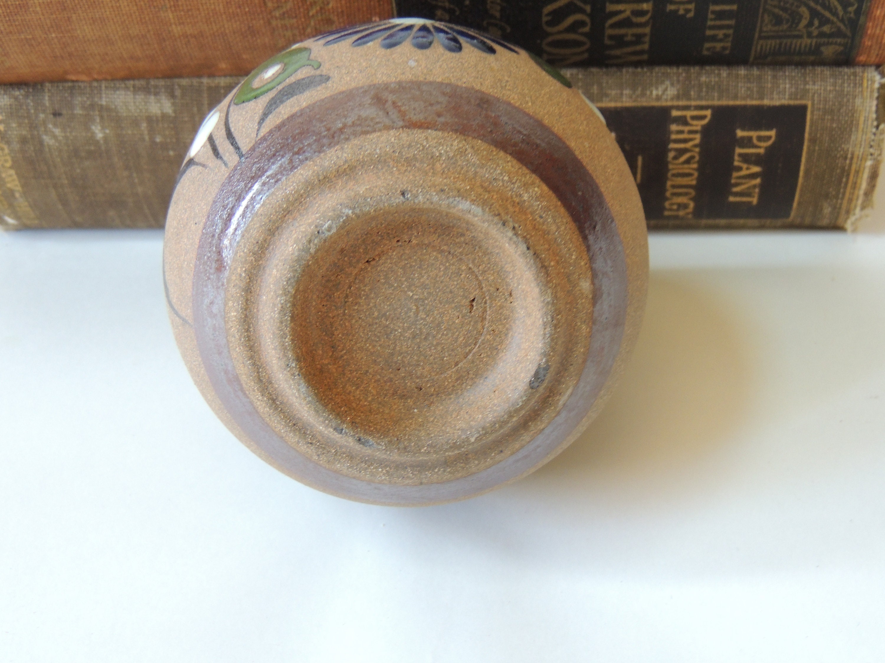 ヴィンテージの小さなメキシコ陶器の花瓶、手描きの民芸品、トナラ