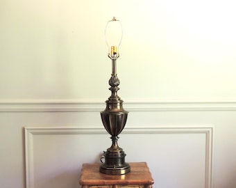 Vintage Stiffel Solid Brass Table Lamp, trophy urn, acunthus leaves