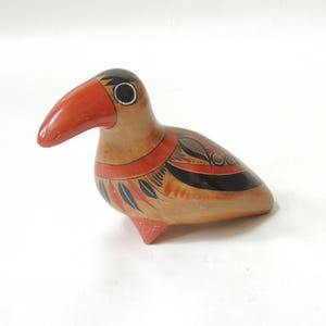 Vintage Tonala Pottery Bird, Mexican folk art , hand painted toucan