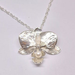 Orchid pendant, hand made from Sterling Silver