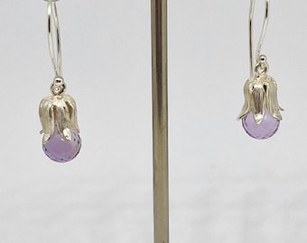 Distel Ohrhänger aus Sterling Silber, besetzt mit einem Amethyst