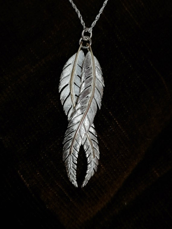 Feather Pendant Made From 2 Silver Feathers With a 9ct Gold vein