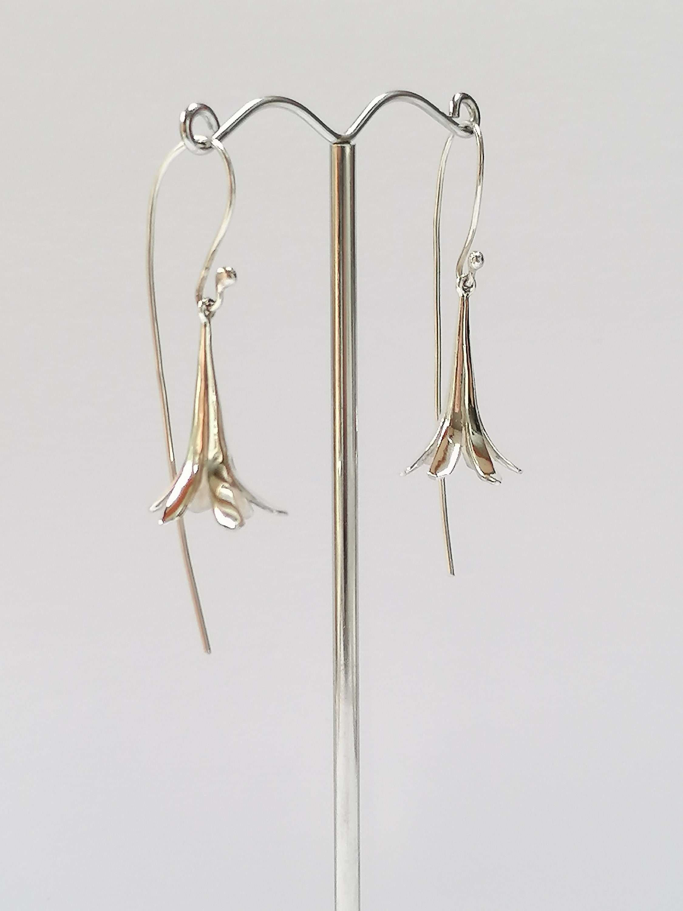 Drop Flower Earrings Hand Made From Silver - Etsy UK