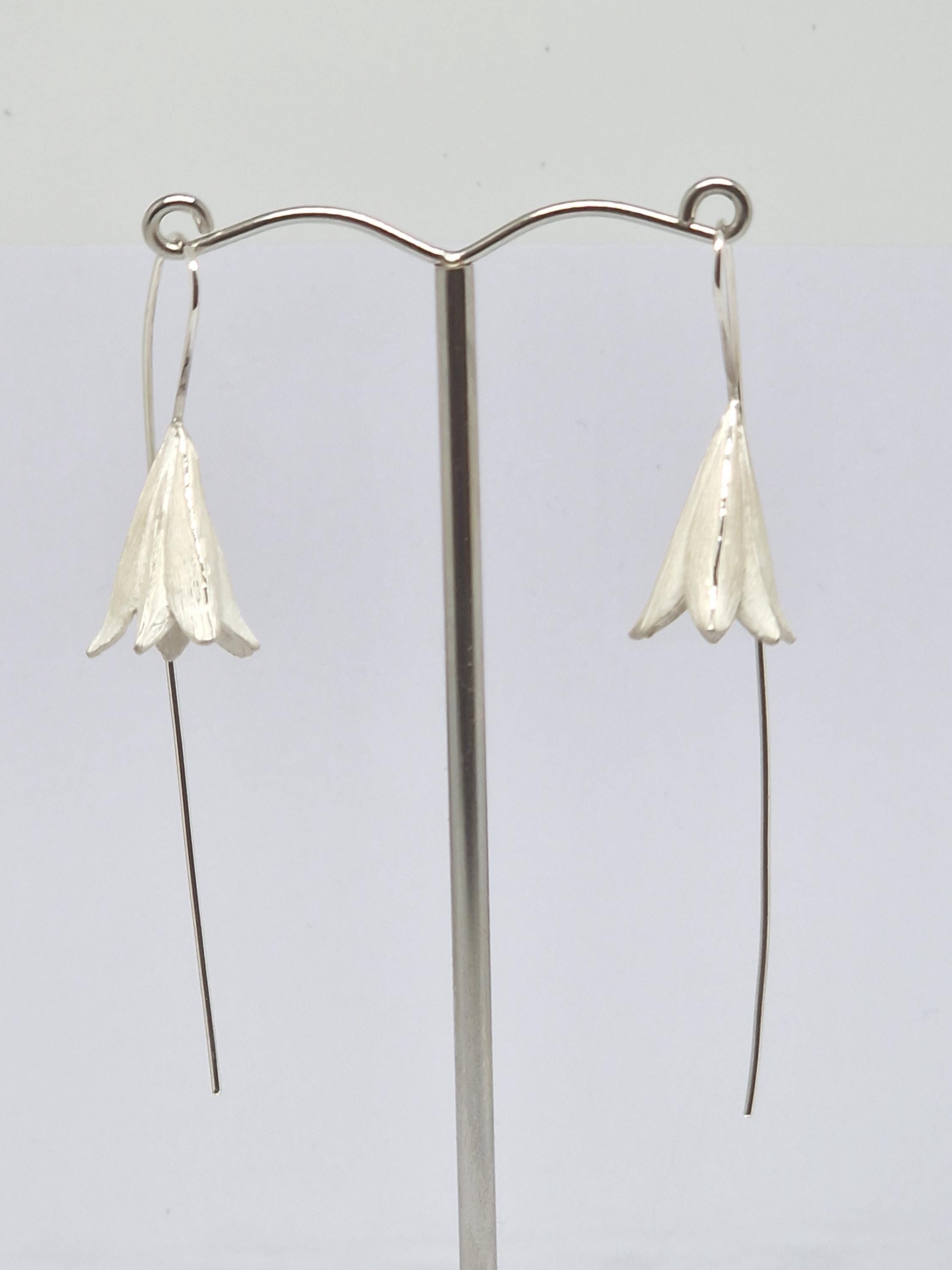 Aeravida Orecchini Pendenti In Argento Sterling 925 A Forma Di Giglio - Finitura Lucida E Ossidata - Gioiello Simbolo 32 Mm Con Gancio A Pesce - 4