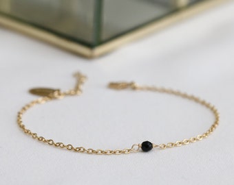 Bracelet Lola doré à l'or fin pierre fine agathe bordeaux