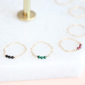 Dainty gold plated stacking ring Romy gemstones