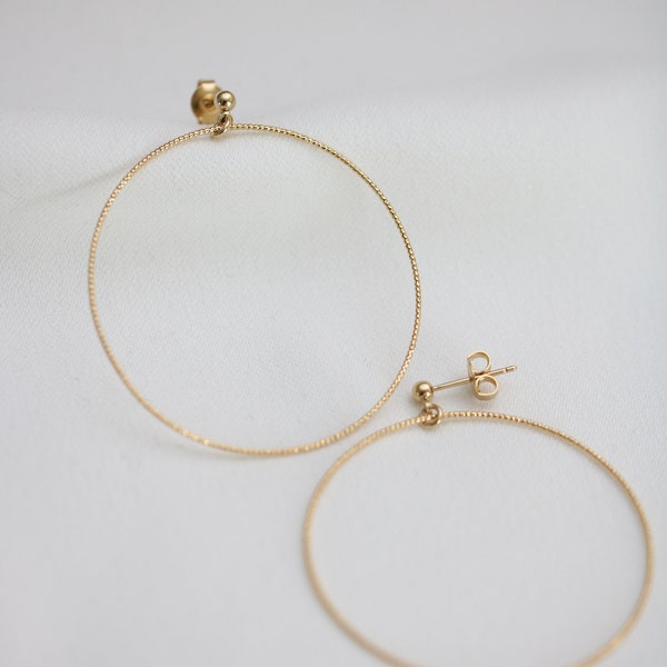 Boucles d'oreilles créoles Éléna dorées à l'or fin 24 carats