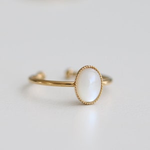 Adjustable dainty gold plated ring Charlotte gemstone - minimalist ring- stacking ring - engagement ring