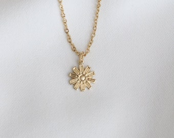 Delicate gold collar necklace flower pendant  Margarita - dainty charm