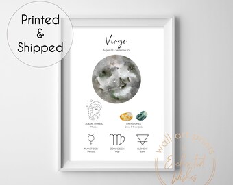 Virgo Star Sign 8.5x11 Virgo Floral Printable Wall Art Zodiac Poster 5x7 8x10 Astrology Gifts for Virgo 11x14