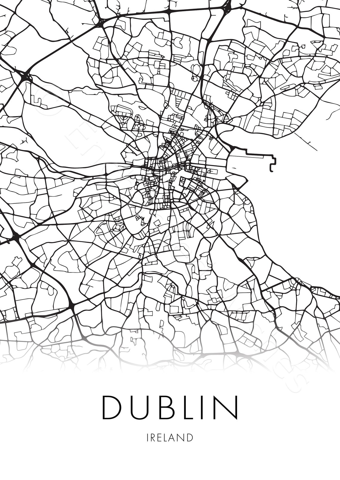 Dublin Map PRINTABLE Print Dublin Ireland Map Poster Dublin | Etsy