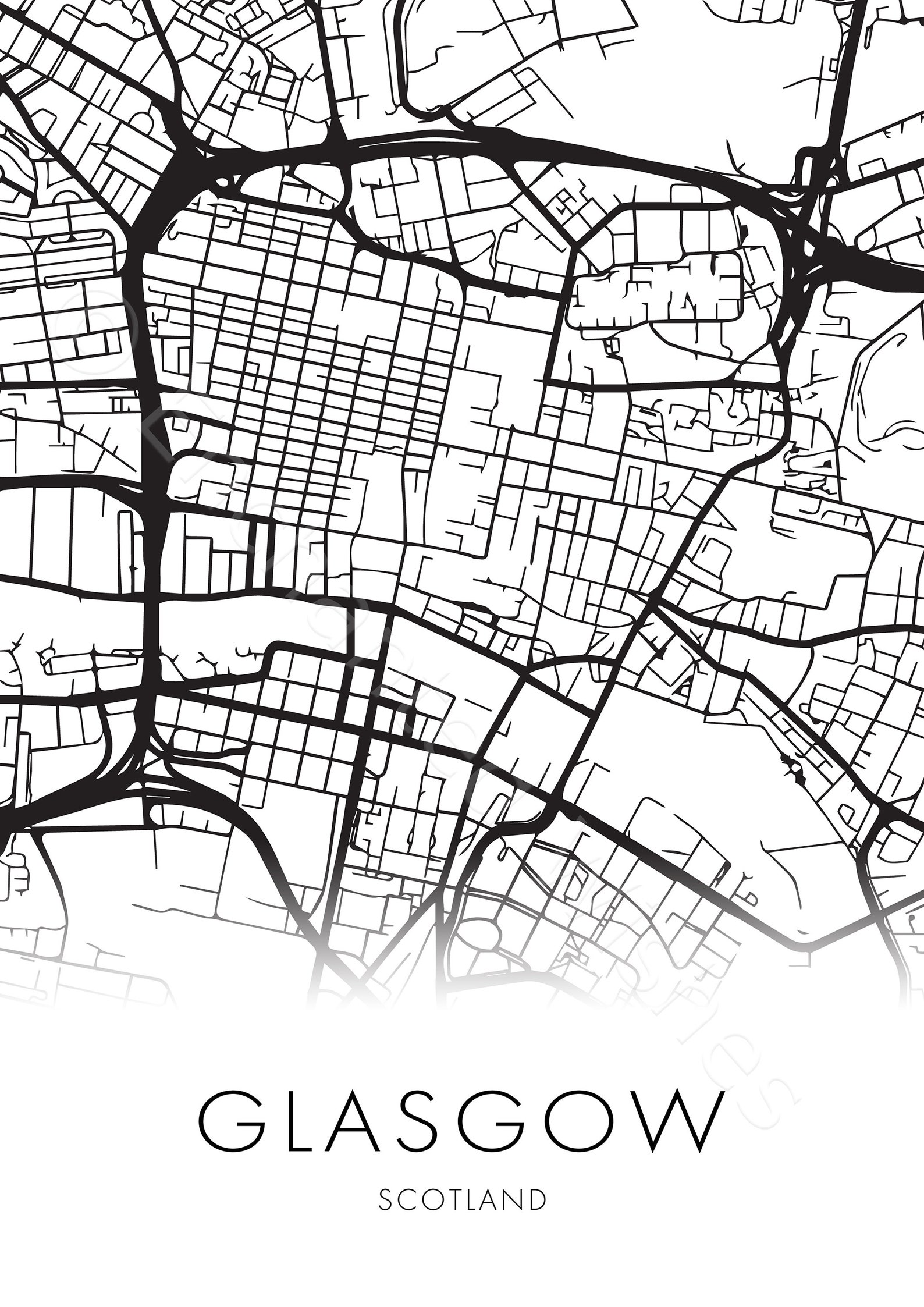 Glasgow Map PRINTABLE Print Glasgow Map Poster Glasgow Etsy
