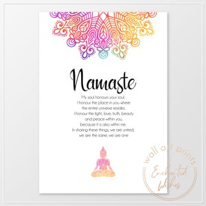 Namaste Print Namaste Wall Art Namaste Definition Print - Etsy UK