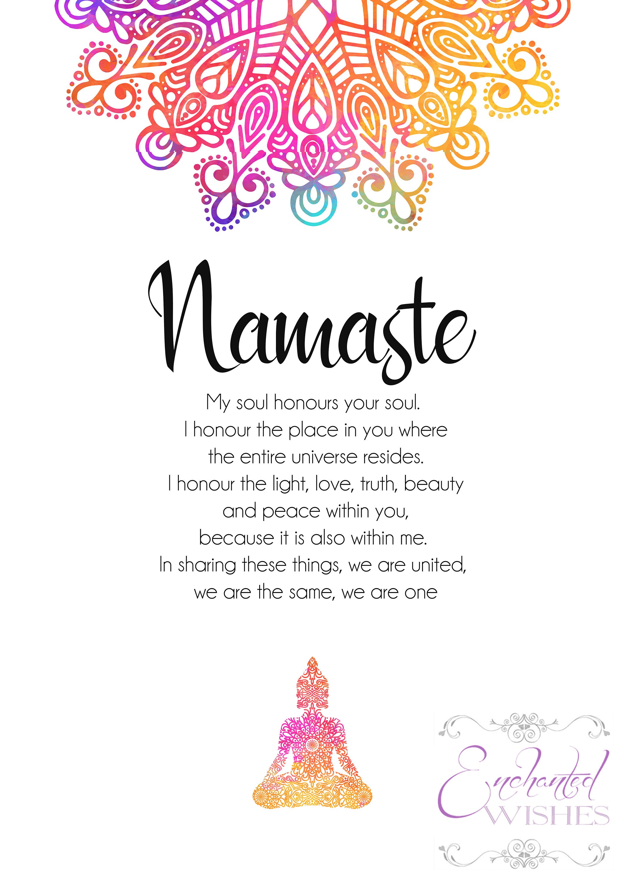 Namaste Print Namaste Wall Art Namaste Definition Print Etsy UK