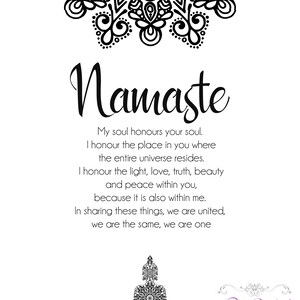 Namaste Print Namaste Wall Art Namaste Definition Print - Etsy UK