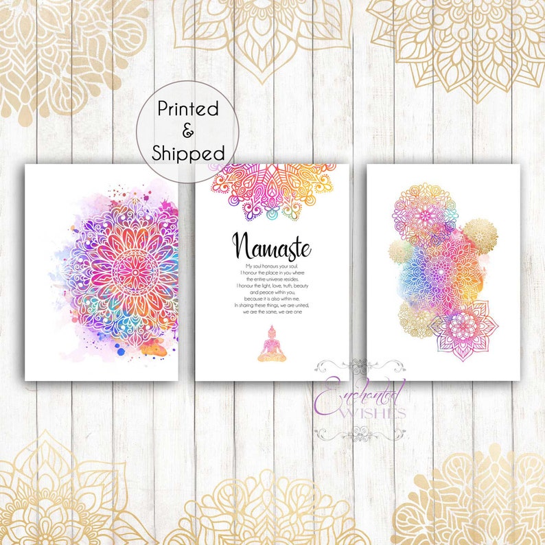 Yoga Mandala Print Set of 3 Mandala Wall Art Yoga Wall Art Etsy UK