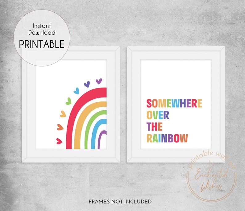Somewhere Over the Rainbow Print Set of 2 PRINTABLE Rainbow - Etsy