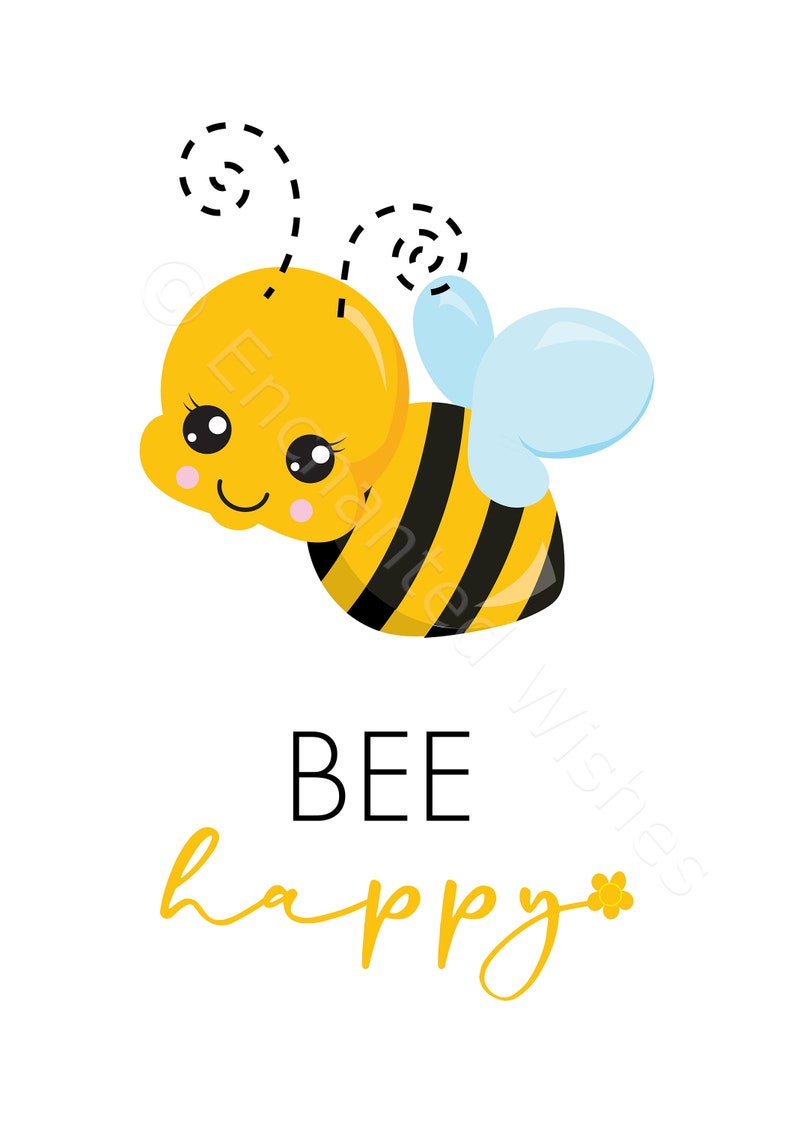Bee Print Set PRINTABLES Bee Happy Bee Kind Cute Bee Wall Etsy