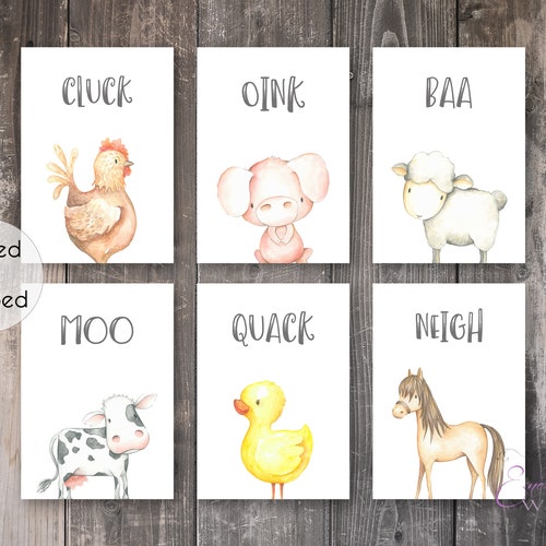 Nursery Wall Art Set of 3 Nursery Prints Farm Animal Prints Etsy