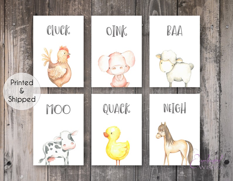 Farm Animal Nursery Prints 6 Set Baby Farm Animal Noise Etsy