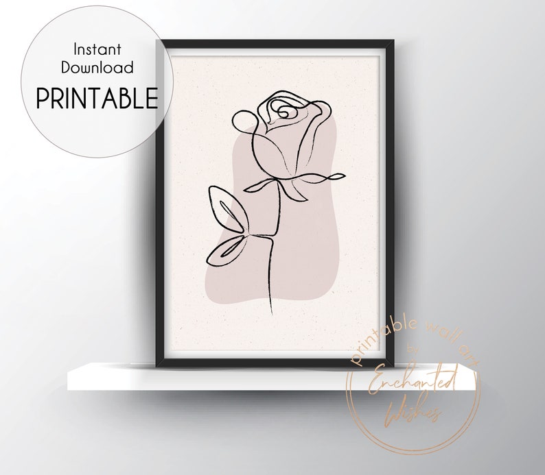 Rose Line Art Print PRINTABLE Continuous Line Drawing Rose - Etsy