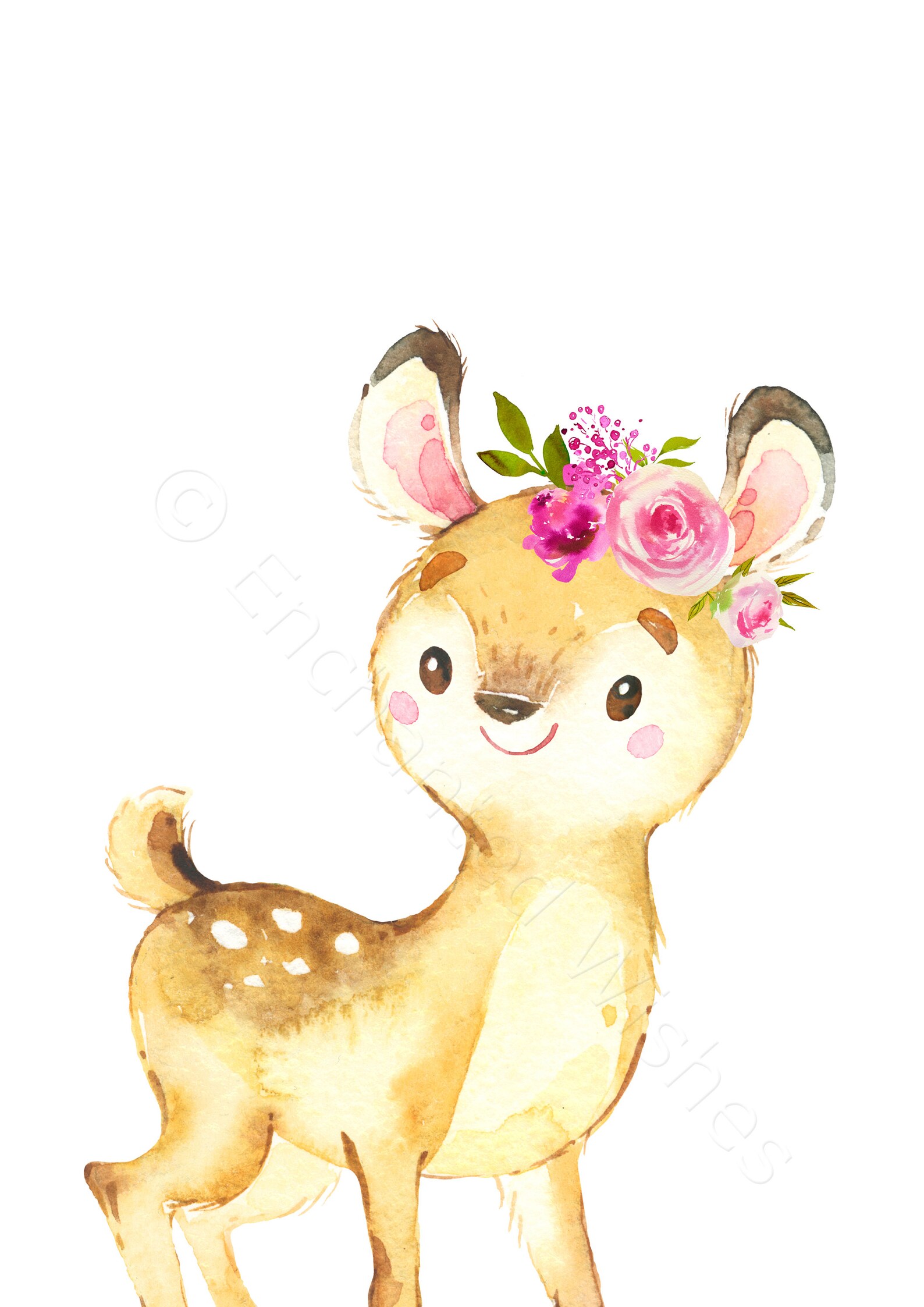 Woodland Animal Girls Nursery Prints Set of 6 Pink Floral Etsy