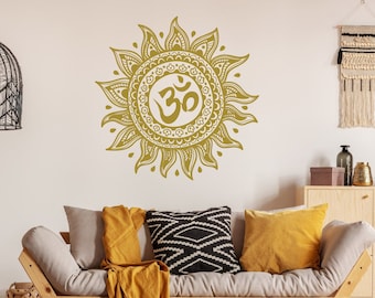 Om Wall Decal Mandala Vinyl Sticker Decals Lotus Flower Home Decor Boho Bohemian Bedroom Ornament Moroccan Pattern Namaste Yoga Studio x178