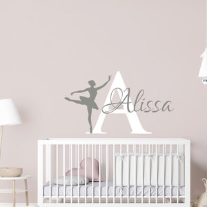 Ballerina WALL DECAL GIRL Name Dancing Nursery Ballet Dance Vinyl Decals Sticker Custom Decals Personalized Girls Bedroom Decor Room x272 image 3