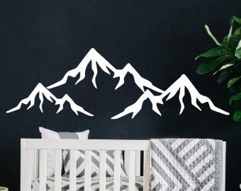 Mountain Wall Decal Boy Girl Wall Decor White Mountains Wall Decal Nursery Woodland Decor Rustic Bedroom Toddler Kitchen Nursery x349