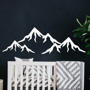 Mountain Wall Decal Boy Girl Wall Decor White Mountains Wall Decal Nursery Woodland Decor Rustic Bedroom Toddler Kitchen Nursery x349