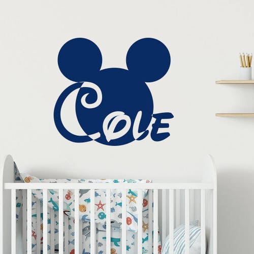 Mickey Mouse Wall Decal Name Boy Vinyl Sticker Decals Custom Etsy