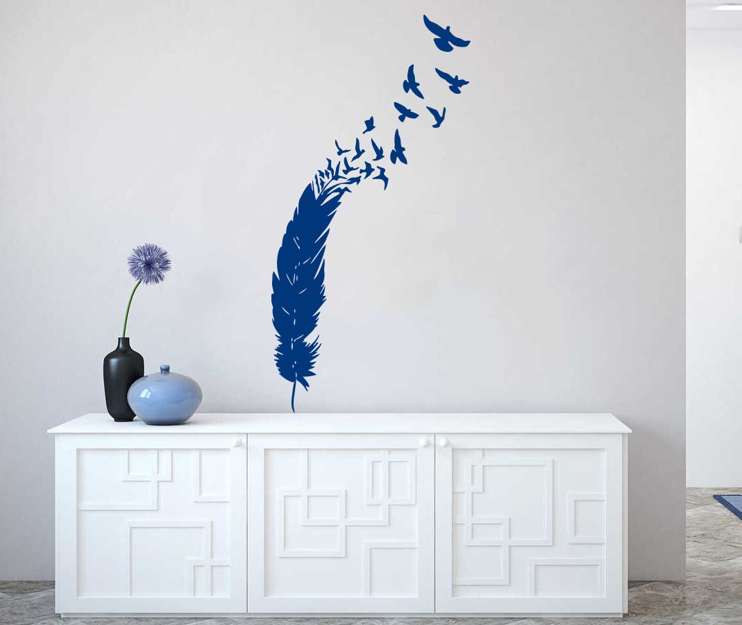 Feather Wall Decal Birds of A Feather Nib Style Vinyl Sticker Etsy
