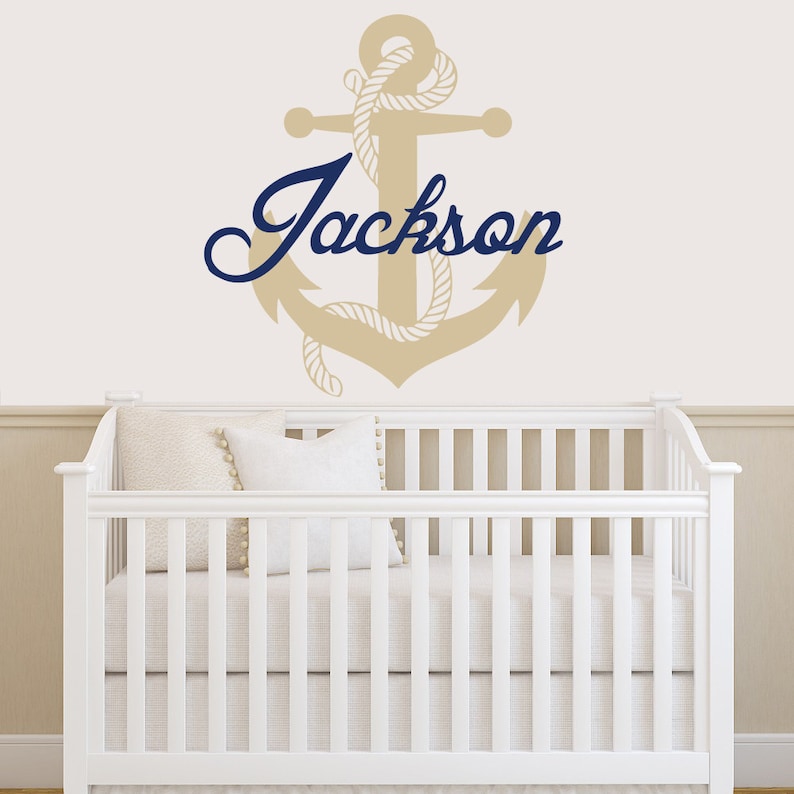 Personalized Anchor WALL DECAL Boy Name Vinyl Sticker Decals Etsy